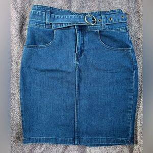 Bebe Denim Blue Jean Skirt with Belt-Super Cute! Casual Cocktail Like New